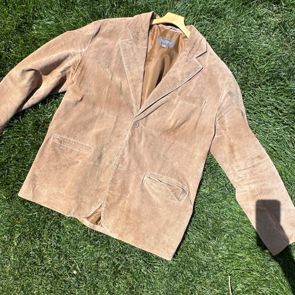 Wilsons Leather Mens XL Suede Blazer Jacket Tan Brown Two Button Sport Coat